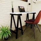 Escrivaninha Mesa Escritório Cavalete Pes Em Pratica 120cm Preto E Branca