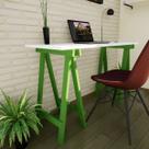 Escrivaninha Mesa Escritório Cavalete Pes Em Pratica 120cm Verde E Branca