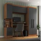 Escrivaninha Mesa Escritório com Armário 4 Portas e 2 Gavetas Modulado Viena