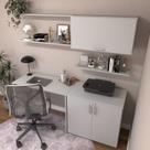Escrivaninha Mesa Escritório com Armário Baixo e Aéreo com Chave 200cm Modular Kitcubos