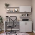 Escrivaninha Mesa Escritório com Armários 180cm e Prateleira