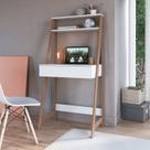 Escrivaninha Mesa Escritório com Estante 1 Gaveta 73cm Branco E Montana Escrivaninha Mesa Escritório com Estante 1 Gaveta 73cm Branco E Montana