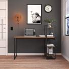 Escrivaninha Mesa Escritório com Estante Alta Estilo com Dynamica 03 Prateleiras 64cm Industrial Yescasa Nogal E Est,Preta