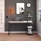 Escrivaninha Mesa Escritório com Estante Alta Estilo com Dynamica 03 Prateleiras 64cm Industrial Yescasa Snow E Est,Preta