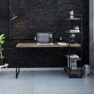 Escrivaninha Mesa Escritório com Estante Alta Estilo com Dynamica 04 Prateleiras 64cm Industrial Yescasa Carvalho Dark E Est,Preta