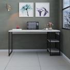 Escrivaninha Mesa Escritório com Estante Baixa Estilo com Dynamica 02 Prateleiras 60cm Industrial Yescasa Snow E Est,Preta