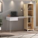 Escrivaninha Mesa Escritório com Estante e Fusion 1 Gaveta 4 Nichos 137,8cm Industrial Terrazza E Carvalho