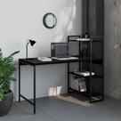 Escrivaninha Mesa Escritório com Estante Estilo Active 3 Prateleiras 135cm Industrial Yescasa Preto Ônix