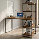 Escrivaninha Mesa Escritório com Estante Home Office Fit 130cm Industrial Yescasa Canela