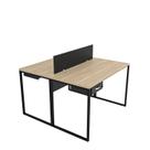 Escrivaninha Mesa Escritório com Gavetas 1 Gaveta 2 Lugares 120cm Industrial Carvalho E Preto