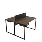 Escrivaninha Mesa Escritório com Gavetas 1 Gaveta 2 Lugares 120cm Industrial Nogal E Preto