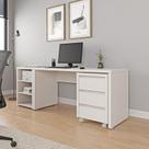 Escrivaninha Mesa Escritório com Gaveteiro com Rodízio e Prateleiras Ficus 200cm CabeCasa MadeiraOriginals Branco