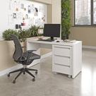 Escrivaninha Mesa Escritório com Gaveteiro com Rodízio Ficus 135cm CabeCasa MadeiraOriginals Branco