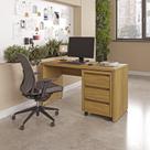 Escrivaninha Mesa Escritório com Gaveteiro com Rodízio Ficus 135cm CabeCasa MadeiraOriginals Rovere