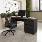 Escrivaninha Mesa Escritório com Gaveteiro com Rodízio Ficus 150cm CabeCasa MadeiraOriginals Preto