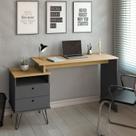 Escrivaninha Mesa Escritório com Regulagem Estilo Plus 2 Gavetas 143,5cm Olmo E Grafito