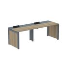 Escrivaninha Mesa Escritório Corporativa para 2 Pessoas Pscpp110 220cm Industrial Noce Naturalle E Grafito