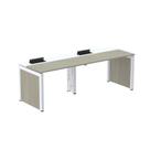 Escrivaninha Mesa Escritório Corporativa para 2 Pessoas Pscpp110 240cm Industrial Nogueira Casablanca E Branco