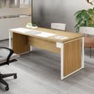 Escrivaninha Mesa Escritório Diretor com Caixa de Tomadas e Porta Objetos F5 Office 200cm Macadâmia e Branco Marrom Escrivaninha Mesa Escritório Diretor com Caixa de Tomadas e Porta Objetos F5 Office 200cm Macadâmia e Branco Marrom