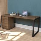 Escrivaninha Mesa Escritório Diretor com Gaveteiro Frame Office 4 Gavetas 190cm Industrial Carvalho E Munique