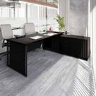 Escrivaninha Mesa Escritório Diretor em L 180cm com Armário Lateral e Caixa de Tomadas Corporate