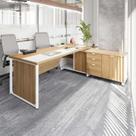 Escrivaninha Mesa Escritório Diretor em L 180cm com Armário Lateral e Caixa de Tomadas Corporate