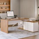 Escrivaninha Mesa Escritório Diretor em L 3 Gavetas 1 Porta Spring Yescasa