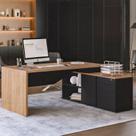 Escrivaninha Mesa Escritório Diretor em L 3 Gavetas 1 Porta Spring Yescasa