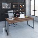 Escrivaninha Mesa Escritório Diretor Estilo Kuadra 180cm Industrial Nogal Escrivaninha Mesa Escritório Diretor Estilo Kuadra 180cm Industrial Nogal