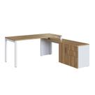 Escrivaninha Mesa Escritório Diretoria com Balcão 1 Porta 2 Gavetas 180cm Home Office Concept