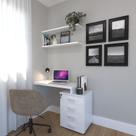 Escrivaninha Mesa Escritório e Home Office com 4 Gavetas 112cm MDF Branco