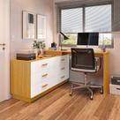 Escrivaninha Mesa Escritório em L com 6 Gavetas Cômoda Leonie Yescasa