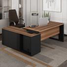 Escrivaninha Mesa Escritório em L com Armário Lateral Pé Quadro 150x150cm Escrivaninha Mesa Escritório em L com Armário Lateral Pé Quadro 150x150cm