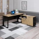 Escrivaninha Mesa Escritório em L com Armário Lateral Pé Quadro 170x150cm Tampo 30mm