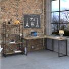 Escrivaninha Mesa Escritório em L com Estante Multiuso 4 Prateleiras Kuadra