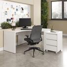 Escrivaninha Mesa Escritório em L com Gaveteiro com Rodízio Ficus 135cm CabeCasa MadeiraOriginals Branco