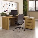 Escrivaninha Mesa Escritório em L com Gaveteiro com Rodízio Ficus 135cm CabeCasa MadeiraOriginals Rovere