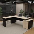 Escrivaninha Mesa Escritório em L Diretor 3 Gavetas 190cm Escrivaninha Mesa Escritório em L Diretor 3 Gavetas 190cm