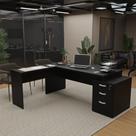 Escrivaninha Mesa Escritório em L Diretor 3 Gavetas 190cm Escrivaninha Mesa Escritório em L Diretor 3 Gavetas 190cm