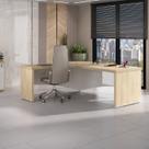 Escrivaninha Mesa Escritório em L Diretor em Tamburato com 2 Gavetas com Chave