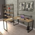 Escrivaninha Mesa Escritório em L Estilo 1,50Mx1, Kuadra Compace 150cm Industrial Carvalho