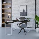Escrivaninha Mesa Escritório em L Estilo Industrial 120x150cm Kuadra