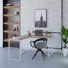 Escrivaninha Mesa Escritório em L Estilo Industrial 120x150cm Kuadra