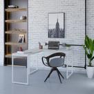 Escrivaninha Mesa Escritório em L Estilo Industrial 120x150cm Kuadra