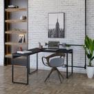 Escrivaninha Mesa Escritório em L Estilo Kuadra 120cm Industrial Preto Ônix