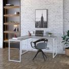 Escrivaninha Mesa Escritório em L Estilo Kuadra 135cm Industrial Snow E Branco Chess Escrivaninha Mesa Escritório em L Estilo Kuadra 135cm Industrial Snow E Branco Chess