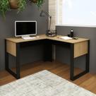 Escrivaninha Mesa Escritório em L ME4181 136cmX136cm 136cm Amêndoa E Preto