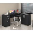 Escrivaninha Mesa Escritório em L Office Nt 2005 2 Gavetas 3 Portas 157cm Preto Tx