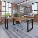 Escrivaninha Mesa Escritório em L Yon Diretor 150x70x75 150cm Industrial Vermont E Preto