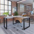 Escrivaninha Mesa Escritório em L Yon Operacional 120x70x75 120cm Industrial Branco E Preto